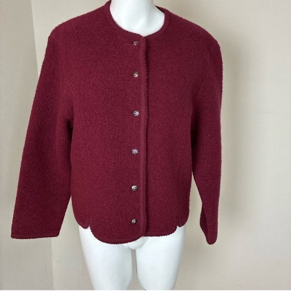 Vintage Orvis Womens Burgundy Cardigan/Jacket Button Up 100% Wool Size 10 - Picture 1 of 15